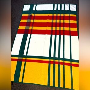 Vintage Ibena Fleece Plaid Throw Blanket 75” X 55” Reversible 2 Flaws Colorful